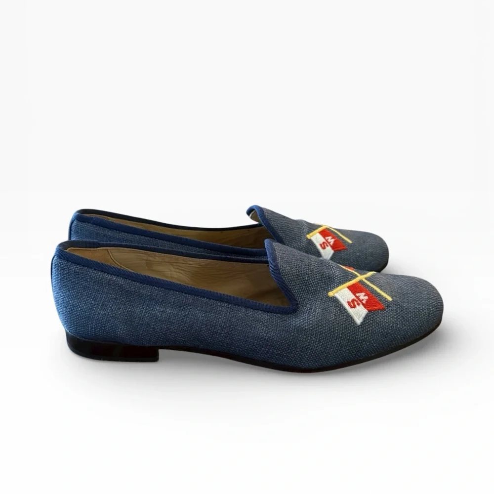 Stubbs & Wooten X Explorers Club Linen Loafers Flag Embroidery 9.5